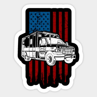 Ambulance EMT EMS Medical American Flag Sticker